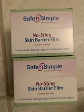 Safe n Simple Skin Barrier Film.  * 2 Boxes...50 Wipes per box 