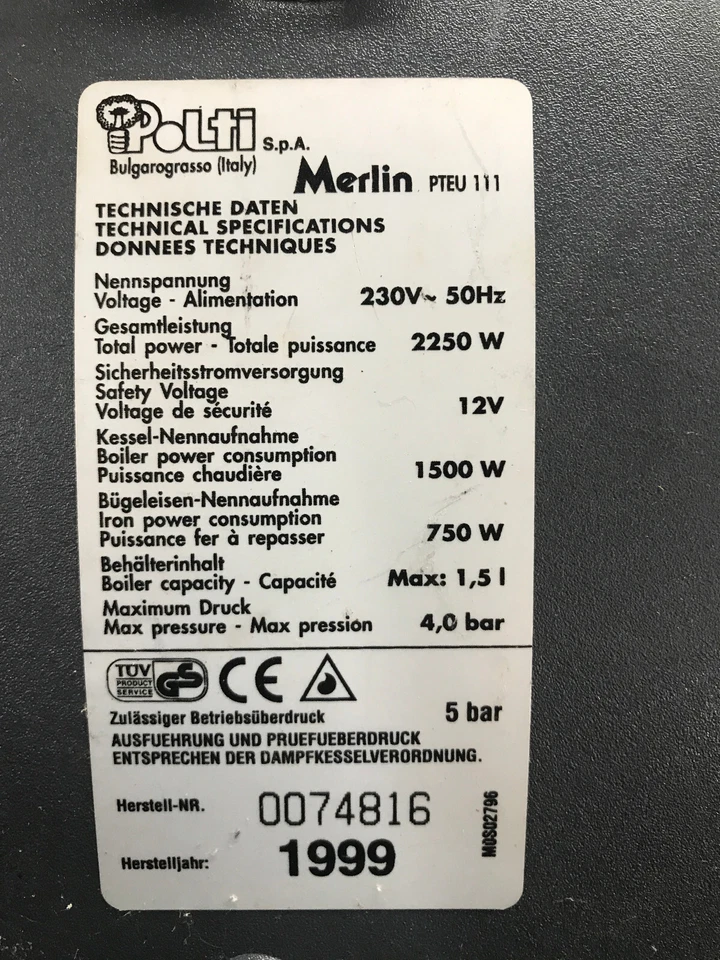 Merlin Dampfreiniger Polti Ersatz Spule Bitron Type230 - Bild 3 von 3