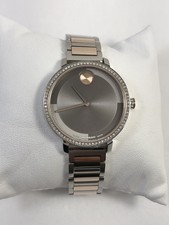 Movado Bold Evolution 2.0 Crystal Quartz Gray Dial Two Tone Ladies Watch 3601283