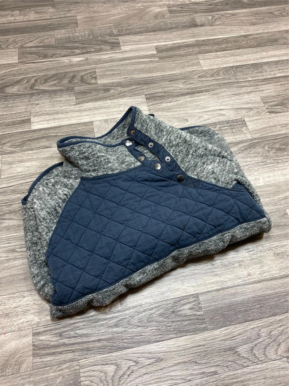 ABERCROMBIE & FITCH Mock Neck Tear Away Grey Quilted Fleece Jacket Men's Size S