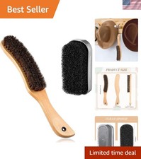 Luxury 2 Pcs Horsehair Hat Brush Kit Lint Cleaning Sponge - Wooden Finish