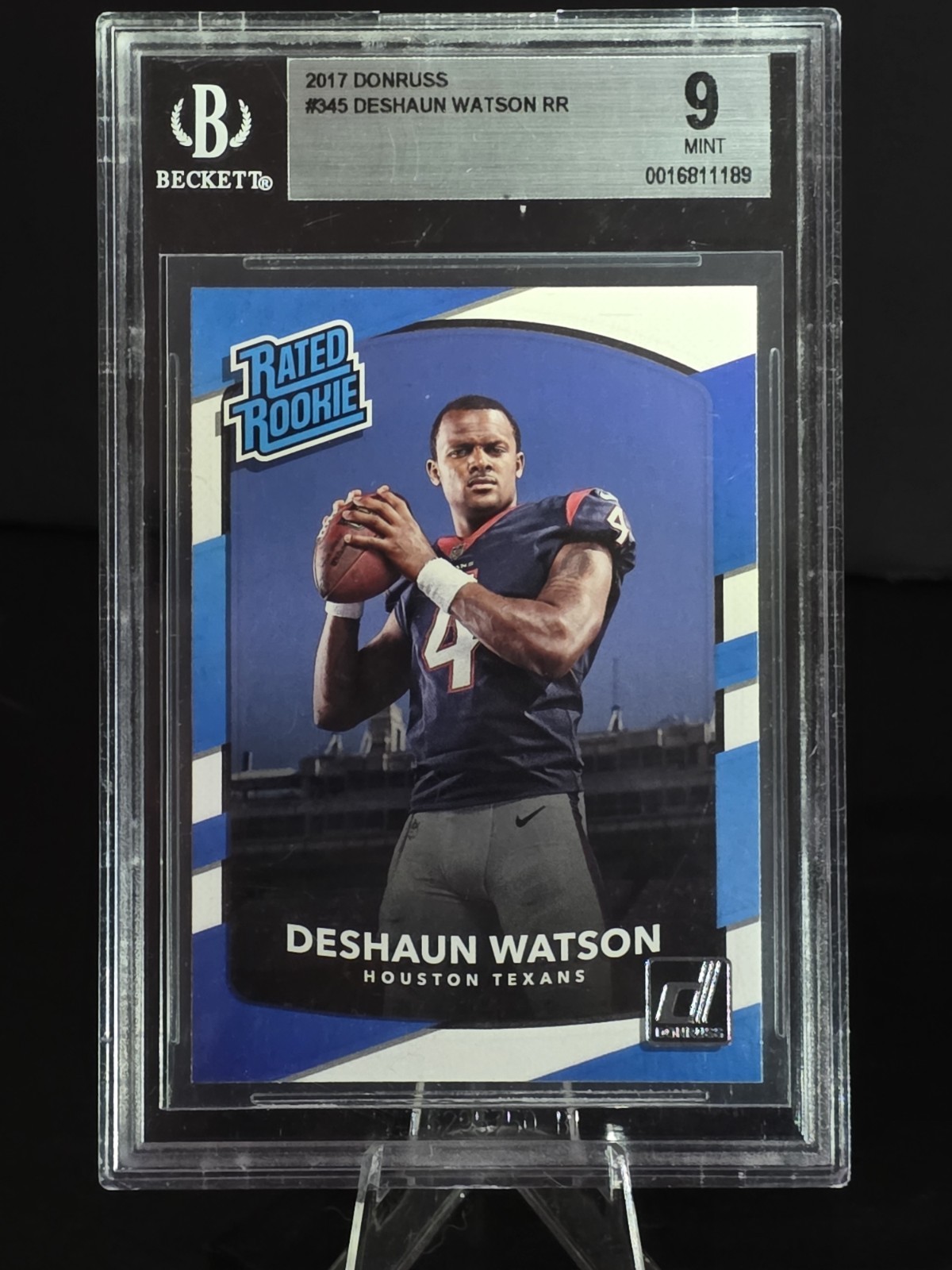 2017 Panini Donruss Deshaun Watson Rookie #345 Beckett 9