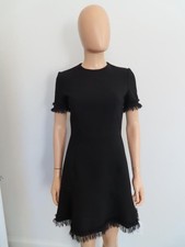 Christian Dior Black Dress with Chiffon Trim on Sleeves and Hem F 34/ US 2