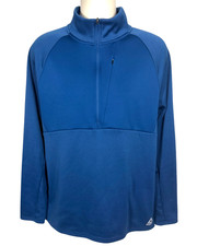 Reebok Men's Sweatshirt Blue 1/4 Zip Fleece Lined Zip Pocket Size XL