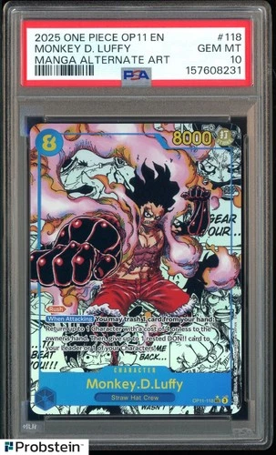 2025 One Piece OP11 En Manga Alternate Art #118 Monkey D. Luffy PSA 10 GEM MINT