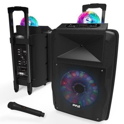 Pyle 700W Bluetooth PA Speaker System, Flashing LED Lights, Portable Battery