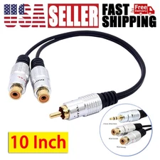 10in 3.5mm Stereo Male to 2 RCA Dual Audio Female Adapter Speaker Cable