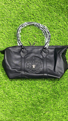 Chrome H Leather Black Tote Bag Fleur Cross Detail Large