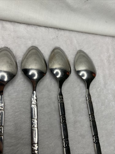 Vtg Lot 4 Madrid Black Accent Teaspoons Oneida Community Stainless Flatware - Picture 11 of 17
