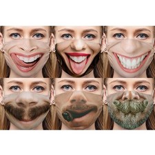 Funny Face Mask Breathable Washable Mouth Nose Protection Reusable Anti Dust