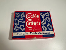 Vintage Complete 12 Pieces Metal Cookie Cutters Original Box All Party Occasions