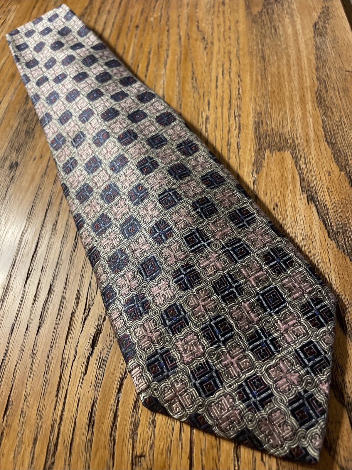 Vintage EUC Robert Talbott Best Of Class Woven Geometric Silk Tie USA Hand Sewn