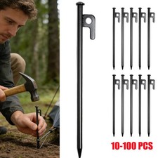 10-100Pcs Tent Pegs Heavy Duty Steel Marquee Ground Stakes Gazebo Camping