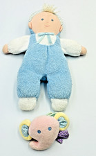 Eden Boy Baby Doll Plush Blue Terry Cloth Blonde Hair 10" Pastel Wrist Rattle