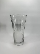Large Heavy Clear Glass Vase Etched Flower Design Thick Glass 6.98 lb