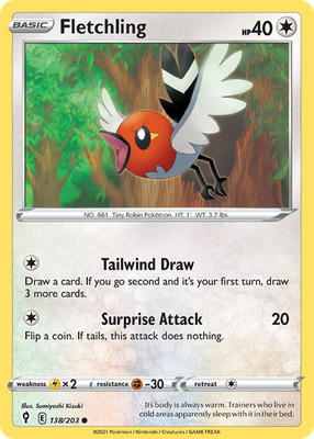 Fletchling 138/203 C Evolving Skies Pokemon NM/M
