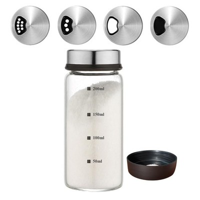 Verdental 7 oz Salt Pepper Shakers with Adjustable 200ML(2.36*4.92 IN), Clear