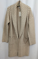 New A New Day Duster Sweater Cardigan Womens XS Oversized Taupe Cream Chevron