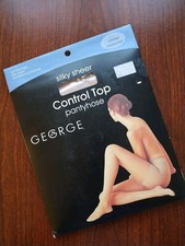 George Control Top Pantyhose Oatmeal Medium Tall Silky Sheer Tights Dress