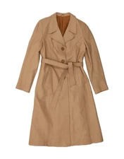 VINTAGE Womens Leather Coat IT 40 Small Beige Leather DP24