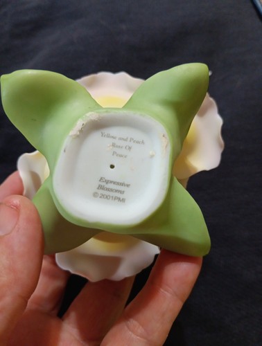 PRECIOUS MOMENTS Expressive Blossoms Figurine “Yellow and Peach Rose of Peace” - Picture 4 of 4