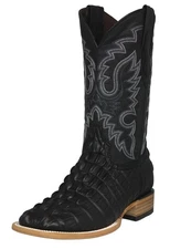 Mens Black Crocodile Alligator Tail Rodeo Leather Boots Cowboy Square Toe Botas