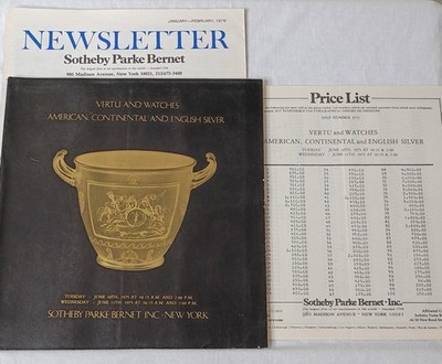 Sotheby Parke Bernet 1975 Vertu Watches Silver Auction Catalog Price List