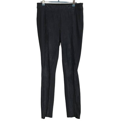 Lafayette 148 Gramercy Pants Navy Acclaimed Stretch Suede Panel Knit Size 8