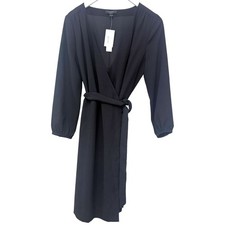 J.CREW Wrap Dress Size 6 Black Long Sleeve Classic Knee Length Career V-Neck NWT