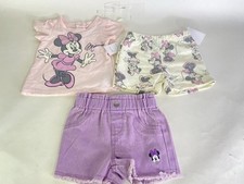 Disney Minnie Mouse 3 Piece T-Shirt Top and Shorts Outfit Set Girls 12 Months