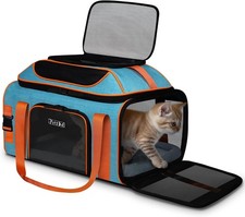 Petskd 19x13x9" Top-Expandable, Airline Approved Pet Carrier, Blue NewOpenBox
