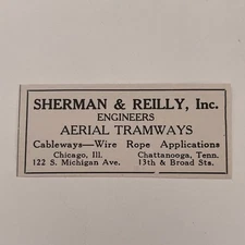 Sherman & Reilly Inc Engineers Aerial Tramways Chicago IL 1930 Clipping SAG3-M12
