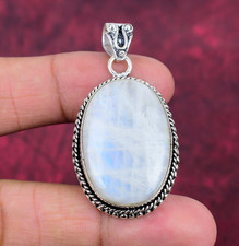 Rainbow Moonstone Gemstone Handmade 925 Sterling Silver Pendant Jewelry