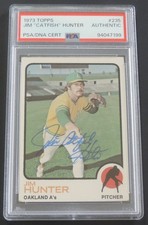 PSA/DNA JIM CATFISH HUNTER SIGNED 1973 TOPPS #235 HOF 'ER L@@K