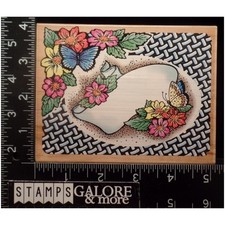 Stampendous Rubber Stamps R052 BUTTERFLY FRAME GARDEN FLOWERS LATTICE 3203
