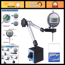 Digital Dial Indicator with Magnetic Base Holder, Fine Adjustable Long Arm 0-1"
