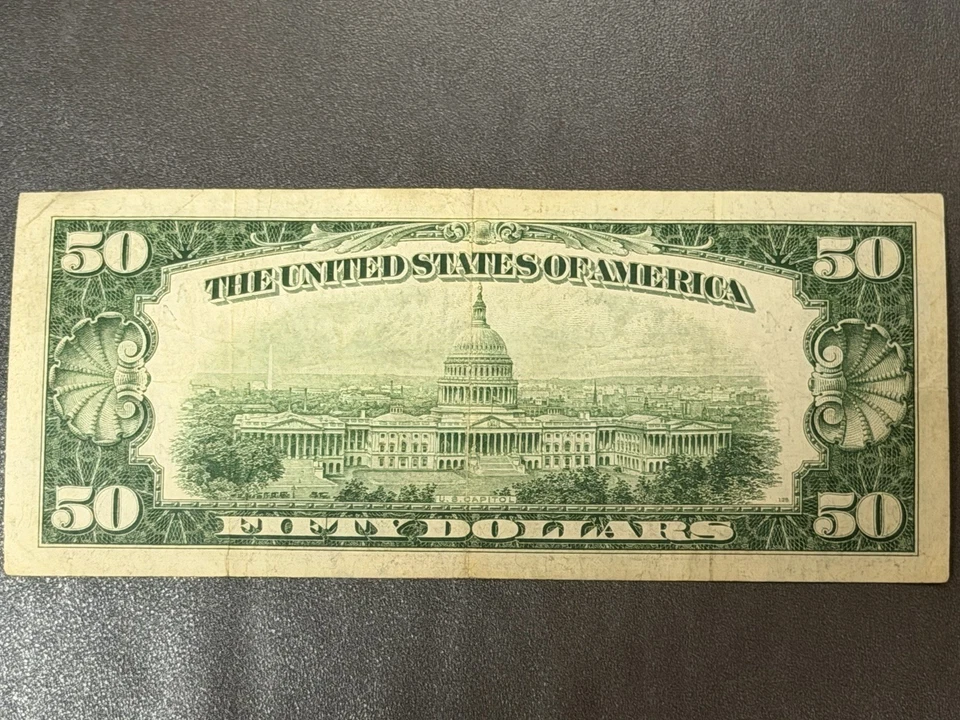 1950 D $50 Fifty Dollar Federal Reserve Green Seal New York Note  - Image 3 of 4