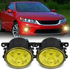 Pair Round Led Fog Lights Yellow Amber For 2013-2015 Honda Accord Coupe 2-door