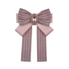 pink bow brooches for women fashion Pre-Tied Neck Tie ribbon Brooch Pins Bow Tie