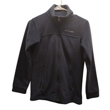 Columbia Kids' Size Medium 10-12 Navy Blue Full Zip-Up Mock Neck Fleece Jacket