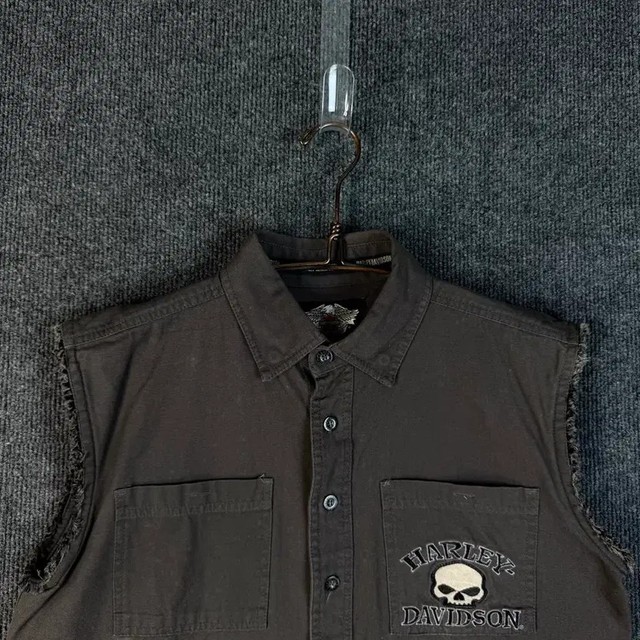 Harley Davidson Skull Denim Vest Men’s Pre-Owned Condition