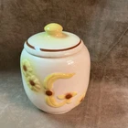 Circa 1950s Hull art pottery sunflower Daisy design covered grease jar