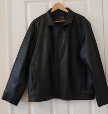 Marks and Spencer Mens Black Leather Jacket  XL?, labeled L,read description 