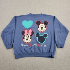 Minnie Loves Mickey Sweatshirt Mens XL VTG 90s Mickey Unlimited Jerry Leigh