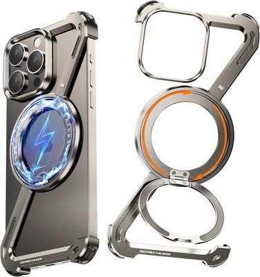 Z Case Natural Titanium for iPhone 15 Pro Max Phone Case,Aluminum Frameless w...