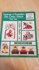 Iron-On Transfers For Cross Stitch Tiny Tots Color Plus Charts Book 1981 VTG USA
