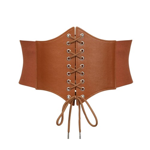 Corset Belt Women Elastic Waist Belt Halloween Costume Lace-up Belt Tied Waspie - Picture 9 of 13