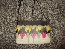 COACH Hawk Feathers Zippered Cross Grain Crossbody Tribal Hard to Find! ~  EUC