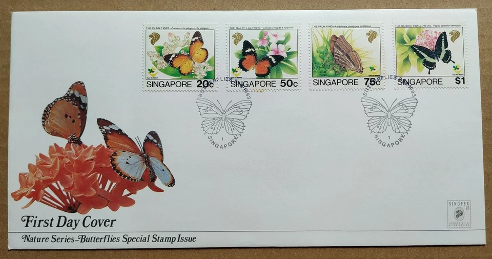 Singapore 1993 Nature Series Butterflies Stamps FDC (Lot C) 新加坡邮票首日封 --- 蝴蝶系列 - Image 2 of 4