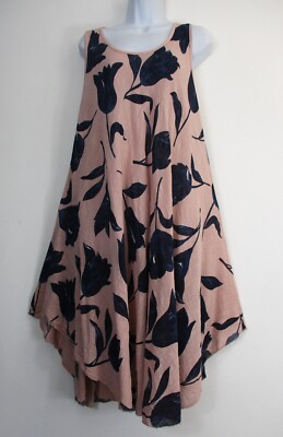 LagenLook Damen/Damen 95 % Baumwolle Tulpendesign Sommerkleid Einheitsgröße: Plus 16-20